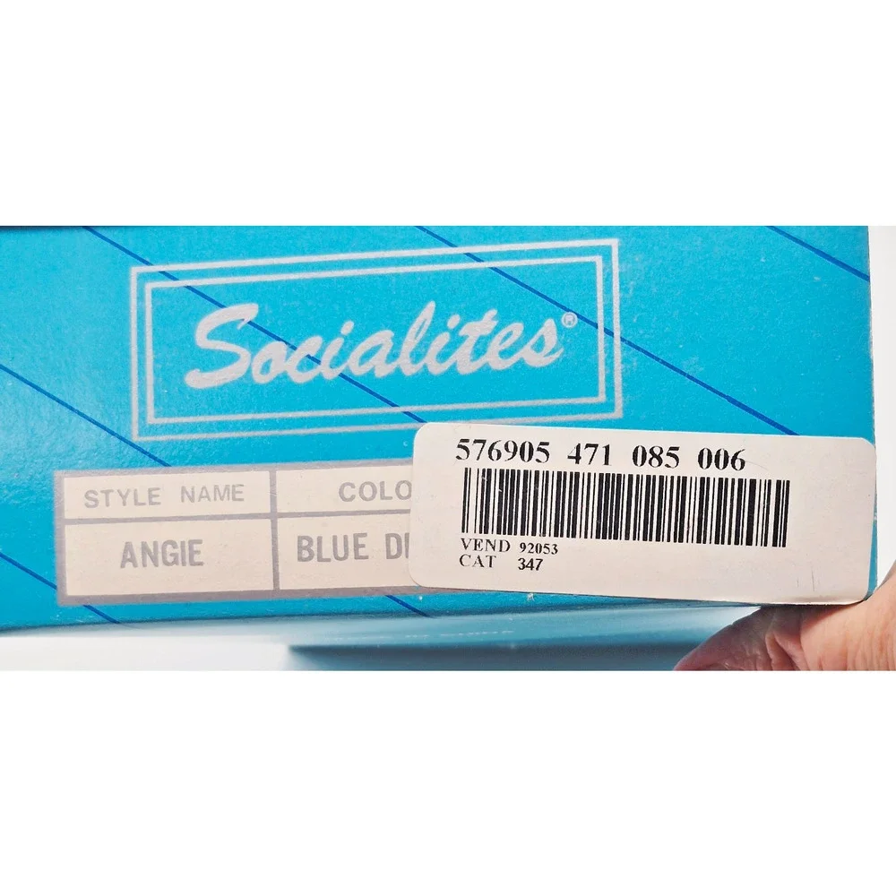 Vintage Socialites Shoes Denim Rhinestone Angie Ballet Pointed Toe Blue Size 8 M